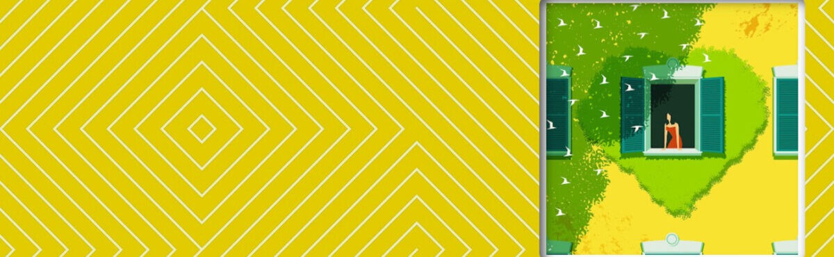 Illustration of a woman looking out a window, with white doves flying by, representing 5G networks for business: the revolution that never happened.