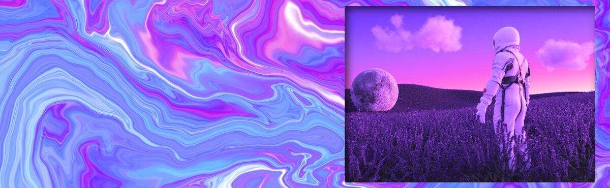 An astronaut exploring a lavender planet, representing how monolithic and composable commerce platforms can coexist.