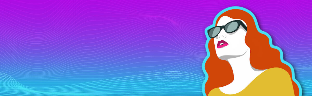 Illustration of a woman wearing sunglasses, representing emotional marketing examples.