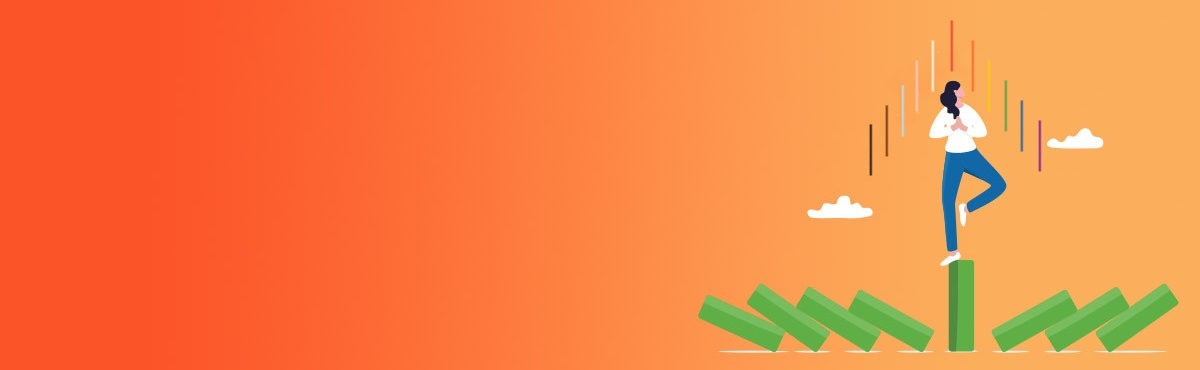 illustration of a woman standing on a column representing sales process automation providing mental focus for sellers